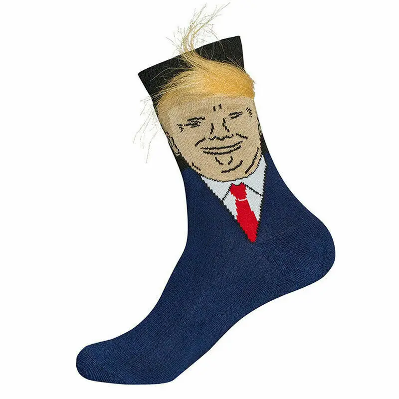 President Donald Trump Socks with 3D Fake Hair Crew Socks