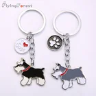 Прямая поставка брелков для домашних животных сделай сам, металлические брелоки, оптовая продажа, подарочные брелоки Schnauzer, женские брелоки для собак, дешевые Брелоки для ключей