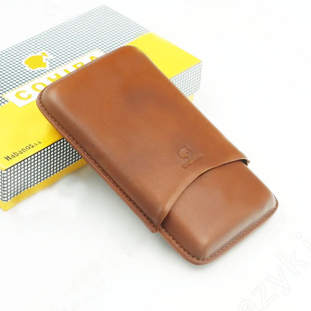COHIBA Коричневый кожаный держатель 4 трубки дорожный футляр для сигар хьюмидор