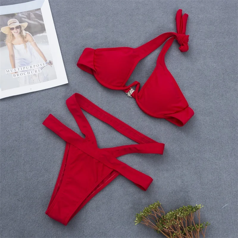 2019 новый купальник сексуальный раздельный крест футболка бикини взрыв купальный