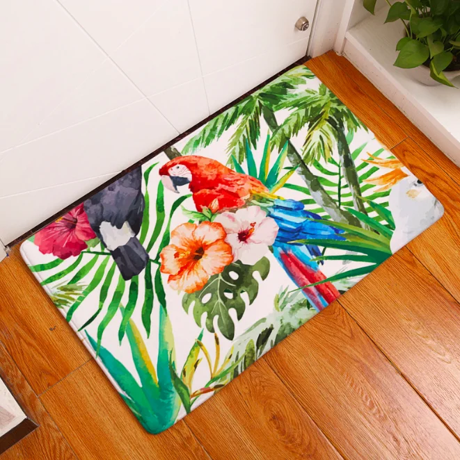 Напольный коврик с павлином и попугаем декоративные Противоскользящие коврики
