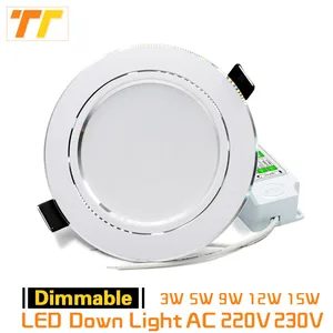 Светодиодный точечный светильник 9 Вт, 12 Вт, 15 Вт, 5 Вт, 220 В, 230 В, с регулируемой яркостью