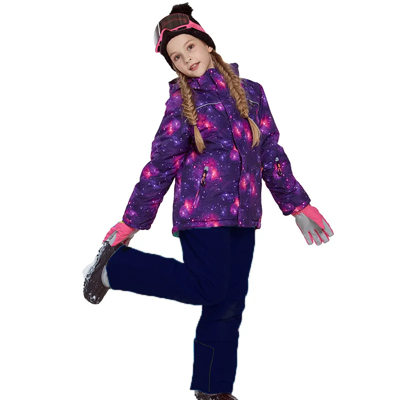Winter Girls Clothing Sets Fleece Hooded Jackets Overalls Kids Ski Suits Outdoor Sports Children Skiing Outfits Teens Clothes - Цвет: 8072 Navy