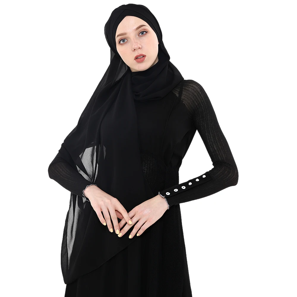 Летние Для женщин шифоновое Ready To Wear мгновенный Hijab шарф Мусульманский шифон