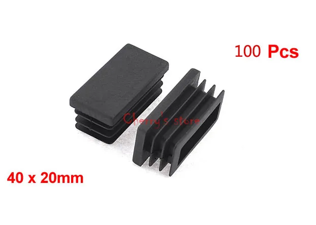 Best Promotion Wholesale Price Black Plastic Rectangle Tube Inserts End Blanking Cap 20mm x 40mm 100 Pcs/lot | Обустройство дома
