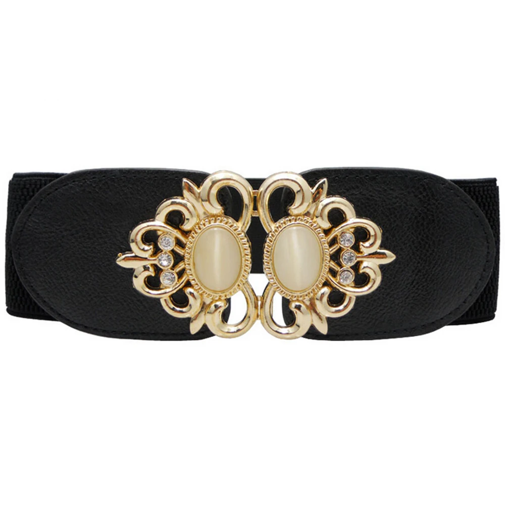 Модный женский пояс с эластичной резинкой на талии винтажный каменной пряжкой