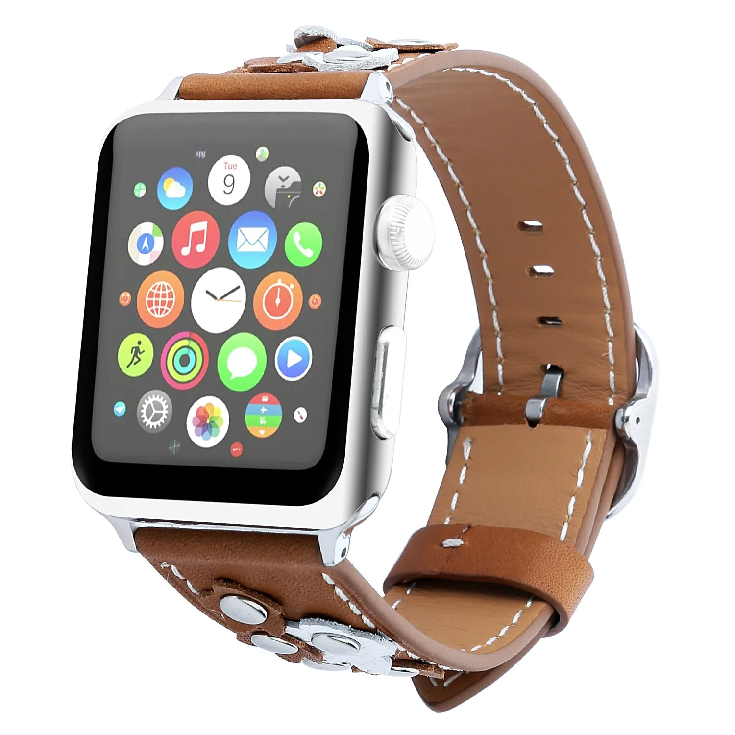 Ремешок из натуральной кожи с заклепками для Apple Watch Band Series 3 2 1|Ремешки часов| |