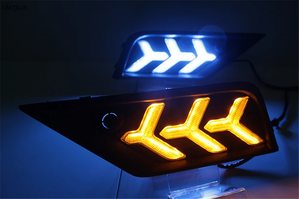 CSCSNL 2 шт. для VW Volkswagen Tiguan 2017 2018 2019 12V ABS светодиодный DRL Дневной светильник с желтым