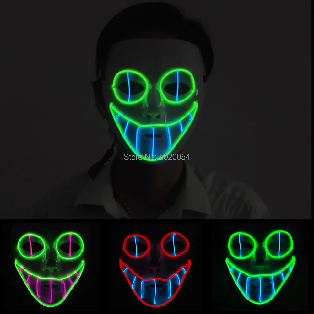 

Popular GZYUCHAO EL Festival Rave Light Up Glowing Mask Cool Monster Horror Face LED Flashing Mask EL Wire Party Mask
