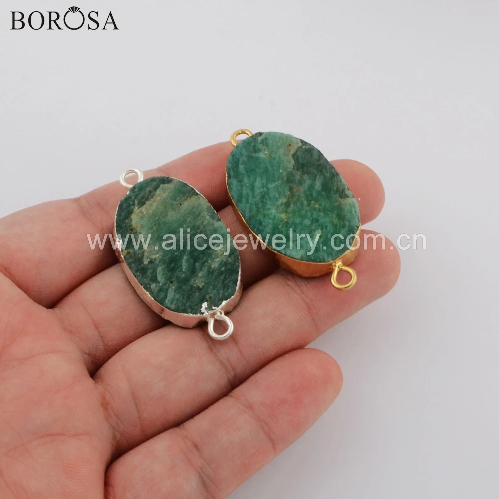 BOROSA 5 шт. Новый Золотой/Серебряный цвет натуральный Австралийский Jades коннектор