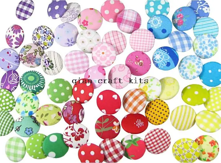 

200 pcs handmade Fabric Covered Buttons Small 15mm Cotton Buttons wholesale free shipping shank backs for beads charms