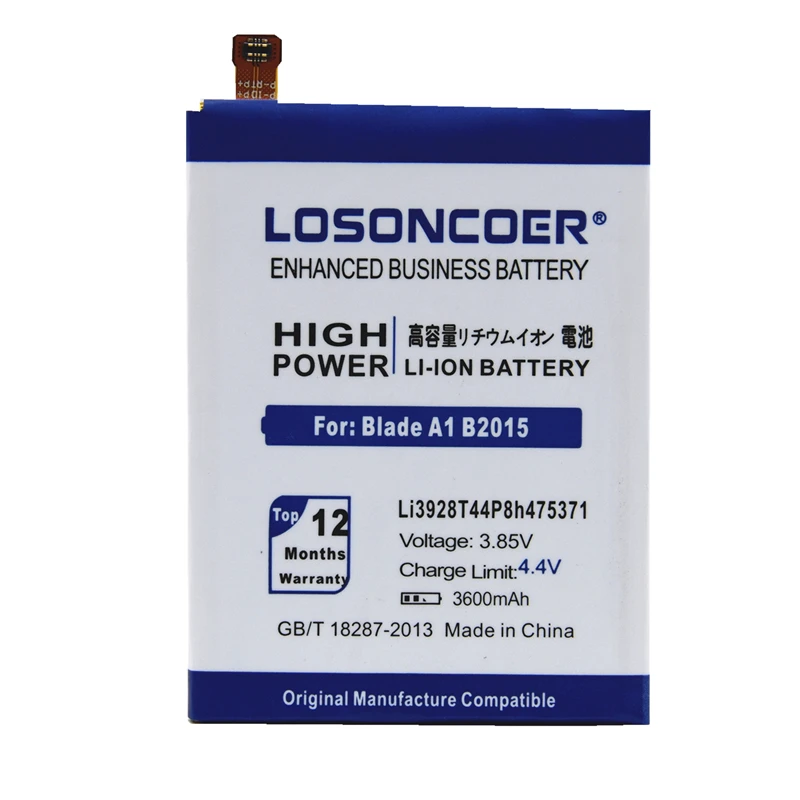 Losoncoer 3600 мА/ч, Li3928T44P8h475371 для zte лезвие A1 B2015 V8mini V8 мини Батарея C880 C880A C880S AXON mini Xiaoxian 3