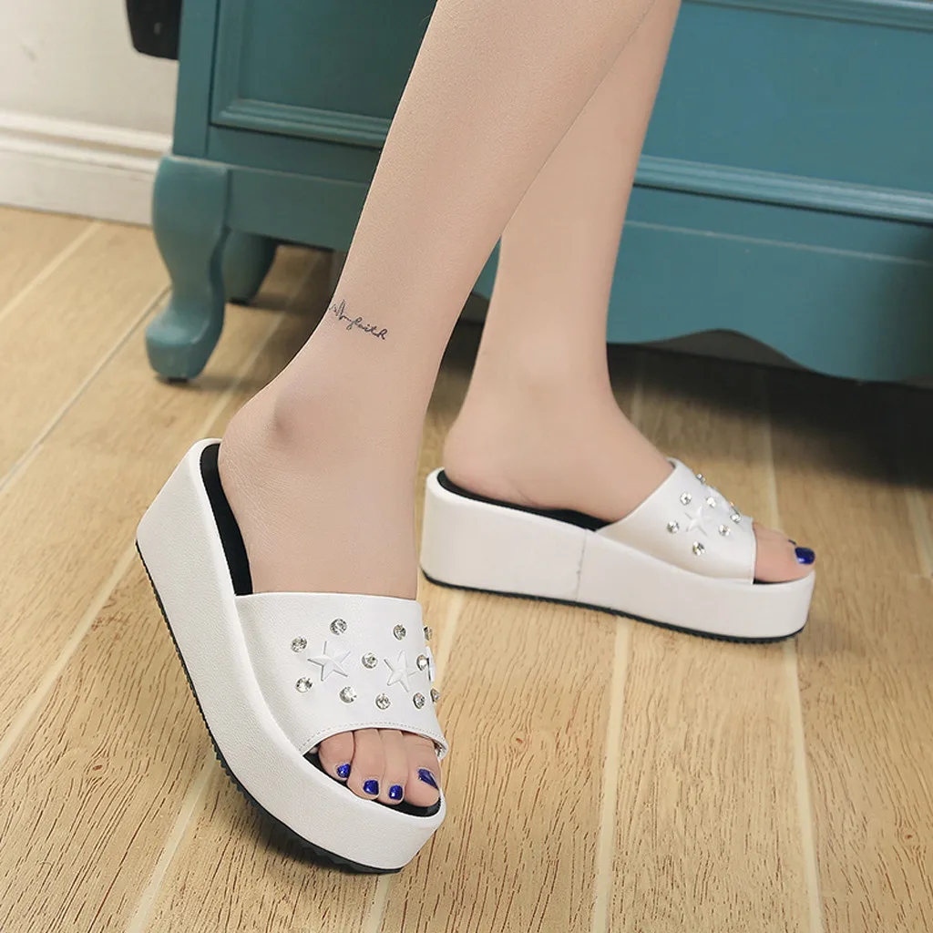 Женские шлепанцы с открытым носком на высоком каблуке летние женские