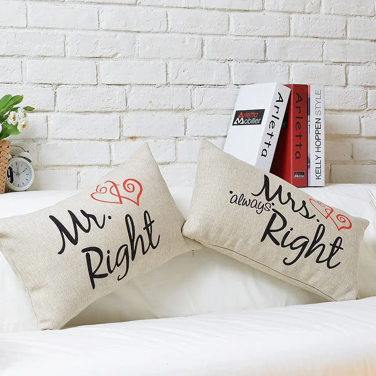 Свадебные парные Симпатичные хлопковые подушки Mr & Mrs домашний декор диванные