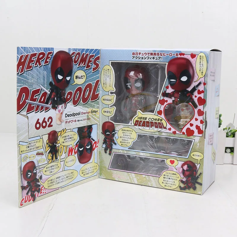with box 10 см Marvel игрушки серии Nendoroid 662 милый Дэдпул Orechan Edition ПВХ фигурка супергероя Коллекционная модель игрушки куклы - Цвет: with box