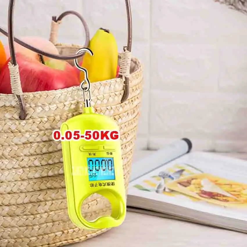 

ZJMZYM LCD Portable Digital Electronic Scale Pocket 50kg/10g High Precision 0.01kg Luggage Hanging Fishing Hook Balance Scale