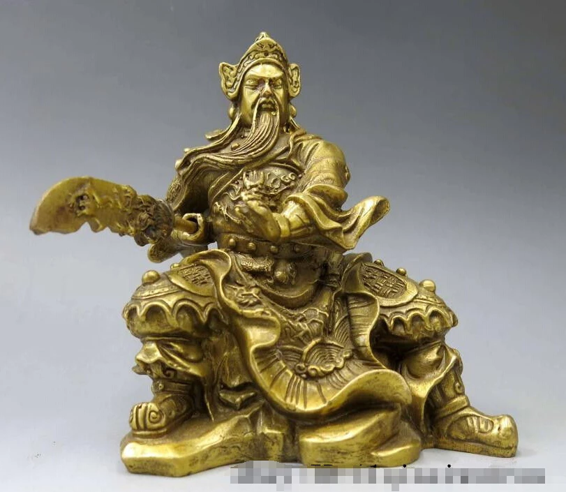 Статуэтка китайского воина Guan Gong Yu из чистой латуни 5 дюймов | Дом и сад
