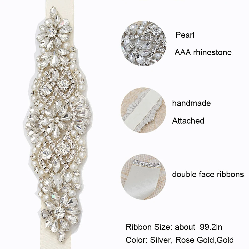 Янстар жемчуг свадебный пояс подружки невесты Хрустальный ручная вышивка