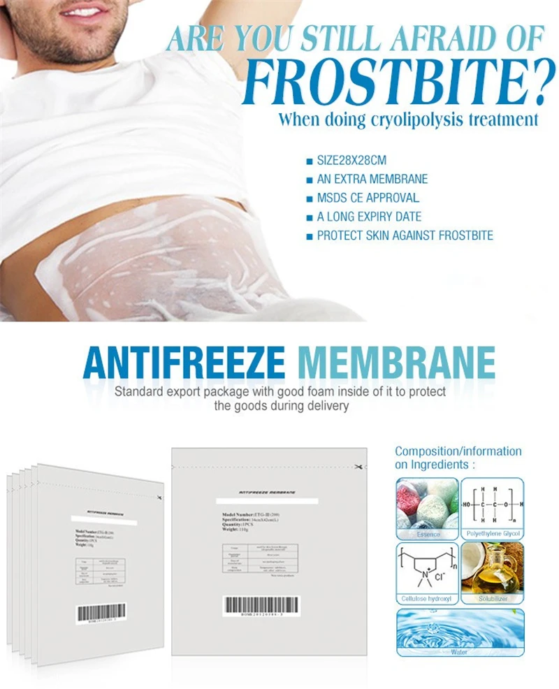 50pcs Anti Freeze Membranes Cryo Pad Bag Antifreeze Membran For Cold Therapy
