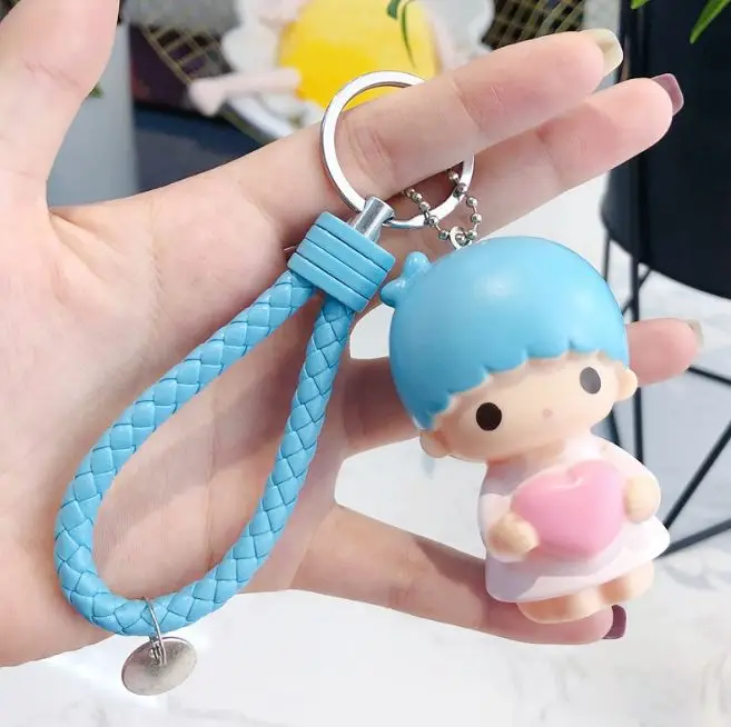 1 шт. Kawaii Маленькие близнецы звезды ПВХ брелок маленькие куклы сумка для ключей Подвески брелок мини аниме мультфильм девушка игрушка, фигурка куклы - Цвет: twin star keyring 4