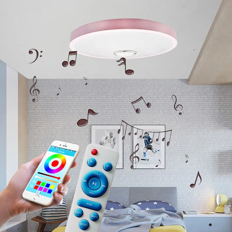 Светодиодная потолочная лампа круглая для гостиной современный bluetooth-динамик +