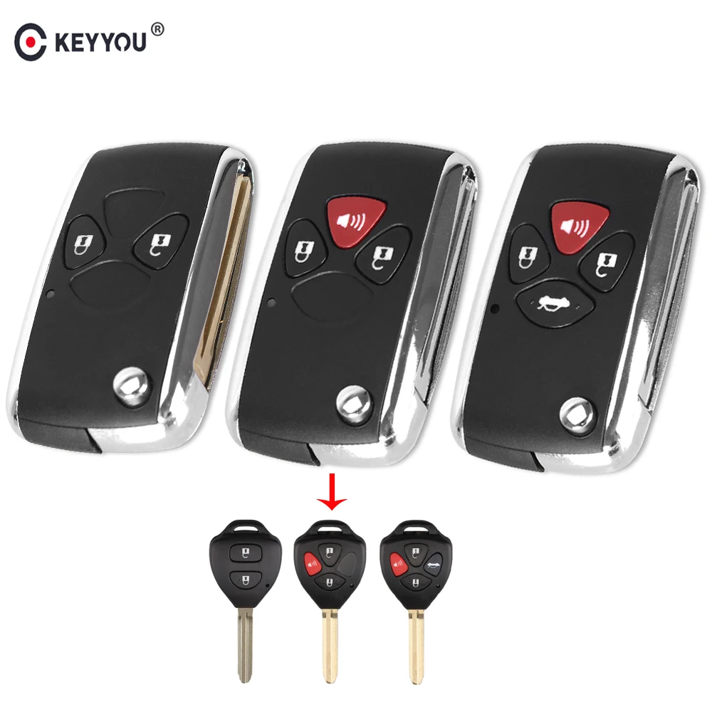 Модифицированный складной чехол KEYYOU для ключа с двумя/3/4 кнопками Toyota Camry RAV4 Corolla