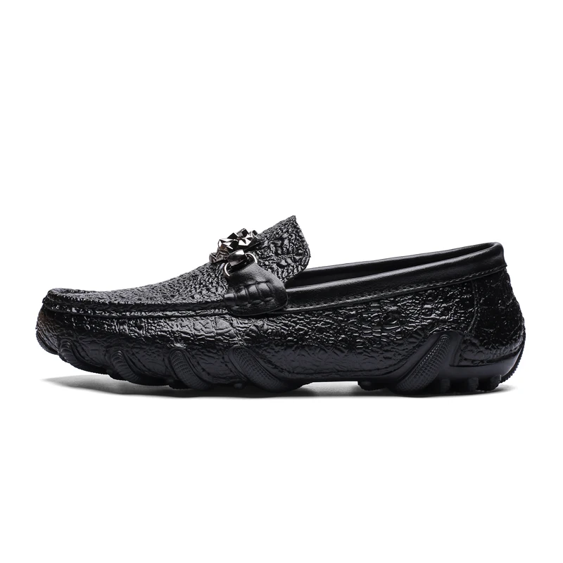 Men Genuine Leather loafer Club Loafer Casual shoes with metal decoration and Great Traction Octopus-like rubber outsole | Обувь
