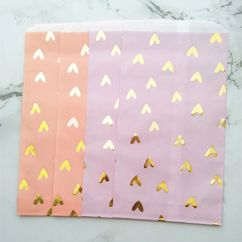 Подарочные бумажные пакеты для конфет в форме золотых сердечек 25 шт. сувениры на