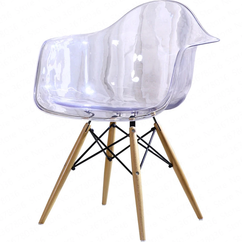 29%Simple Modern Home Back Dining Chair Plastic Chair Transparent Backrest Lounge Chair Meeting Office Coffee Shop
