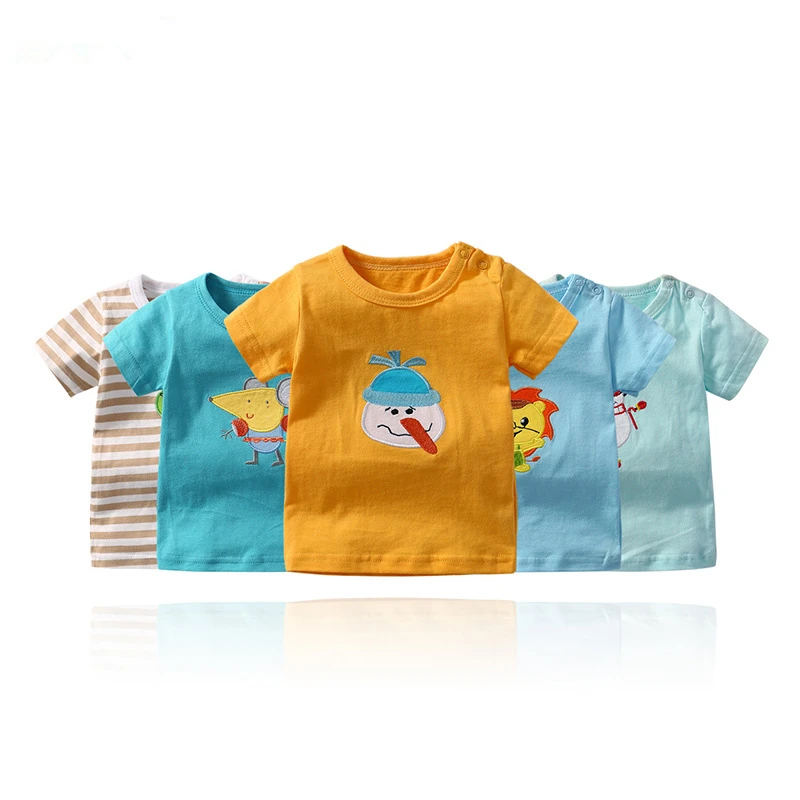 3 Picecs Baby Random Clothing Kids Summer Sleeve T-shirt Cotton Boys Cute Embroidery Cartoon Blouse Infant Girls Clothes | Детская