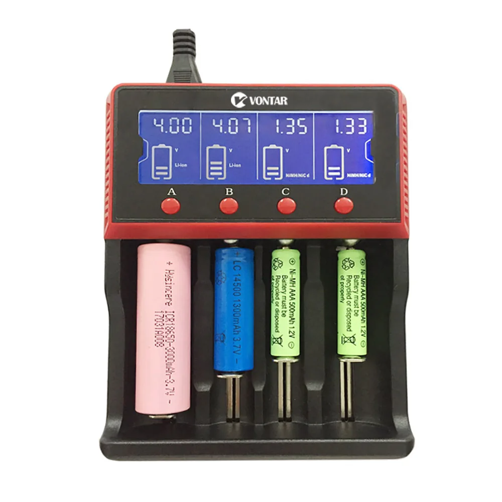 Зарядное устройство 4 слота ЖК-дисплей для Li-Ion Ni-MH Ni-Cd AAA LifePO4 3,7 V 14500 18650 22650 зарядное устройство для аккумуляторов