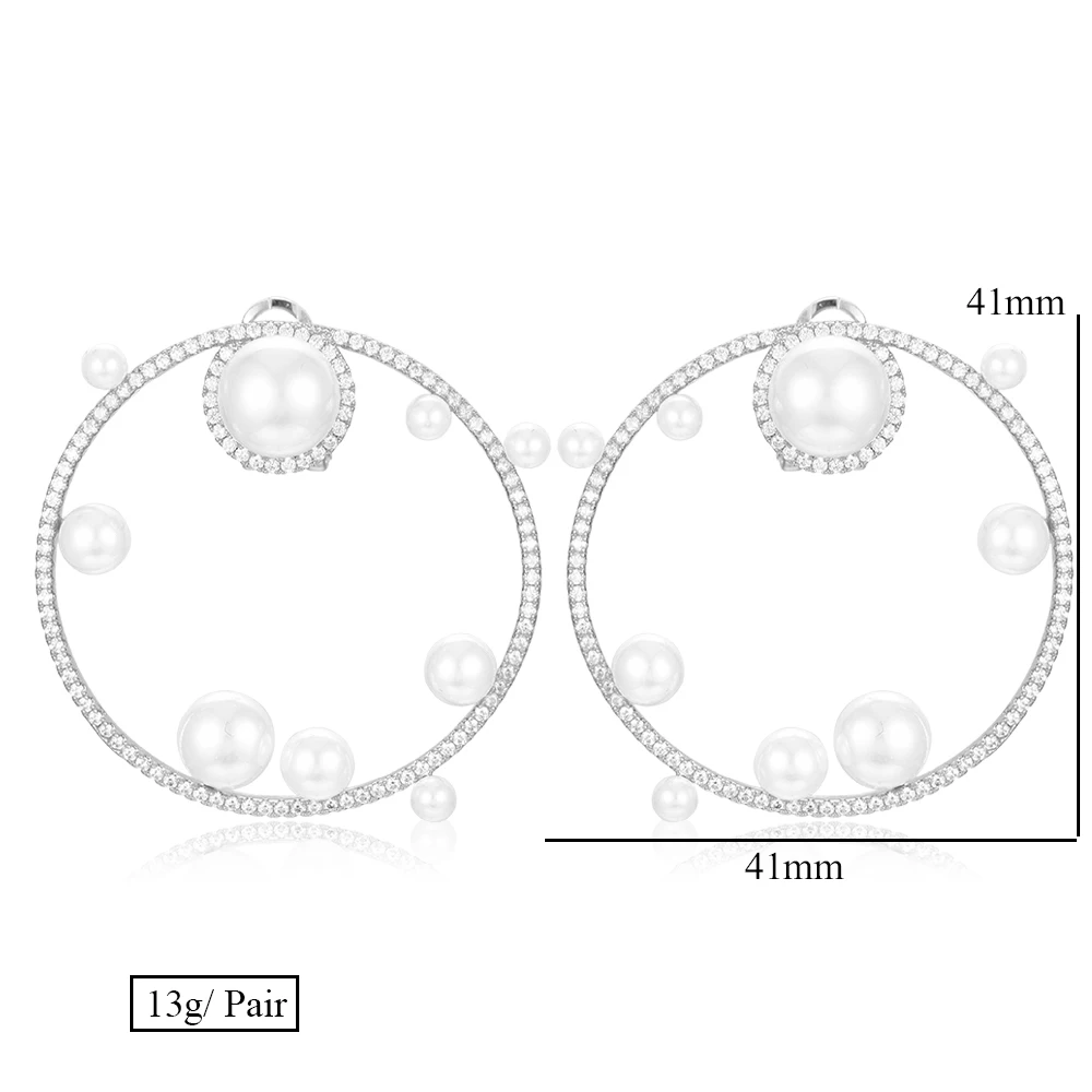 

GODKI Trendy Luxury Brand Imitation Pearl Stud Earring for women Wedding Cubic Zircon CZ Dubai Bridal Earring Bohemian Hot 2019