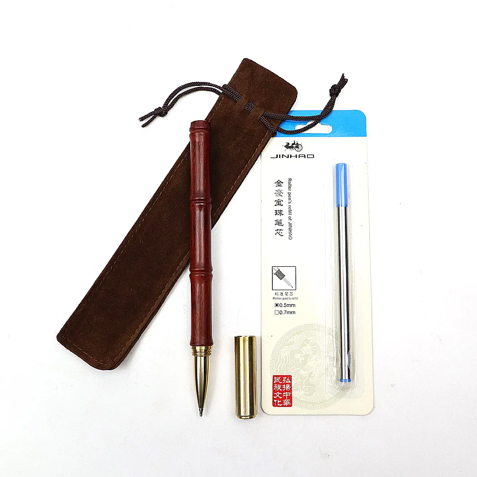 1Red-1Bag-1Refill Роскошные подарки для письма деревянная+ металлическая шариковая ручка 0,5 мм синие и черные чернила для офиса школы канцелярские принадлежности шариковая авторучка для письма - Цвет: 1Red-1Bag-1Refill