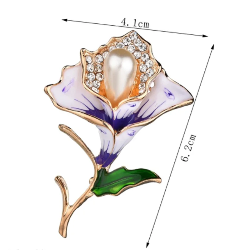 Модная синяя Элегантная Брошь с изображением цветов жемчуга масляная брошь