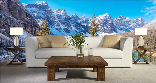 Новейшие 3D большие фрески снежные горы лесной пейзаж гостиная Диван ТВ фон для