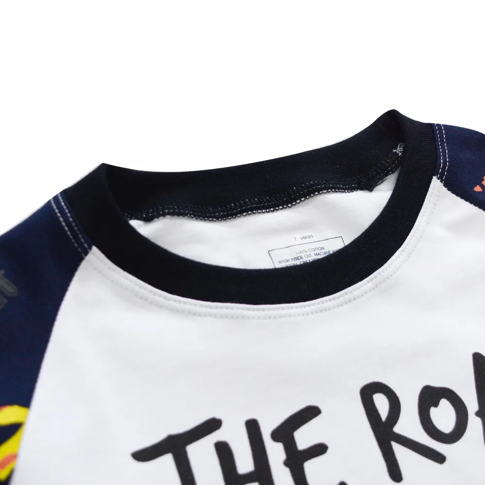 BINIDUCKLING Осенняя детская одежда для сна мальчиков из чистого хлопка с буквенным