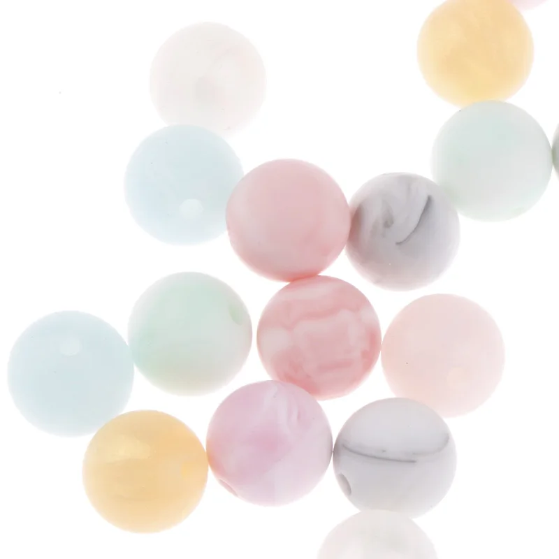 Mordedor de silicona para dentici&oacute;n de beb&eacute;, cuentas redondas de m&aacute;rmol met&aacute;lico de 12-15mm, sin Bpa, para lactancia, bricolaje, 20 Uds.-1