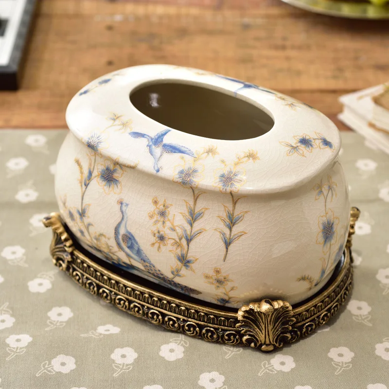 

Manufacturers selling creative new Chinese ceramic Home Furnishing decor paper towel box ornaments luxury box