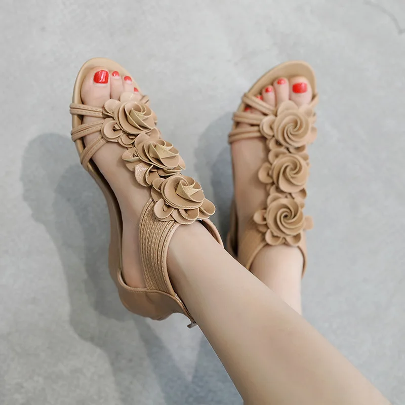 Сандалии женские летние однотонные с ремешком сзади | Обувь