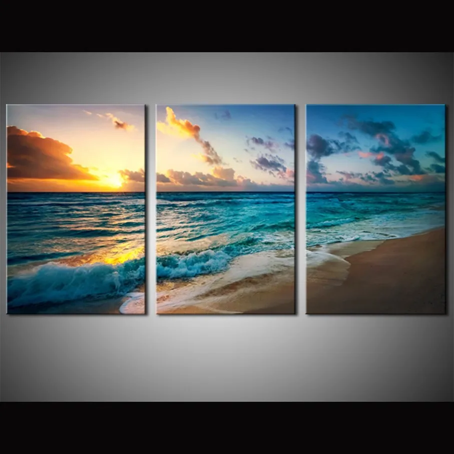 Морской пейзаж печать на холсте современные модульные картины восхода и солнца