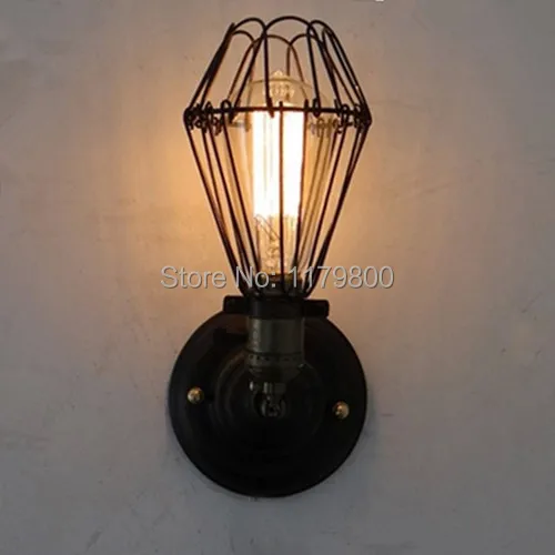 

Vintage Industrial Retro Style Metal Cage Adjustable Wall Mount Lamp Edison Bulb Comes With Light