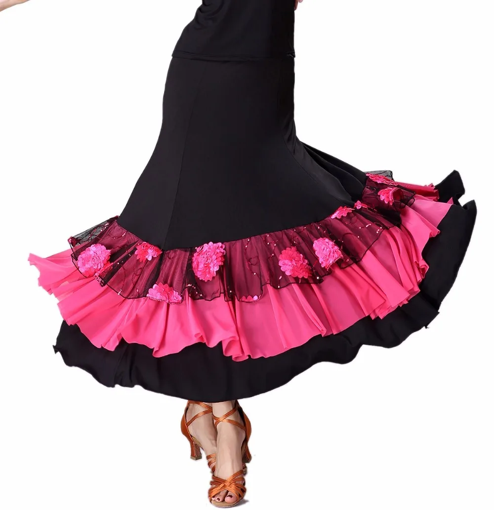 Women's Smooth Ballroom Practice Dance Costumes Skirts Floral Waltz Foxtrot Latin Flamenco Party Square Dancing | Тематическая