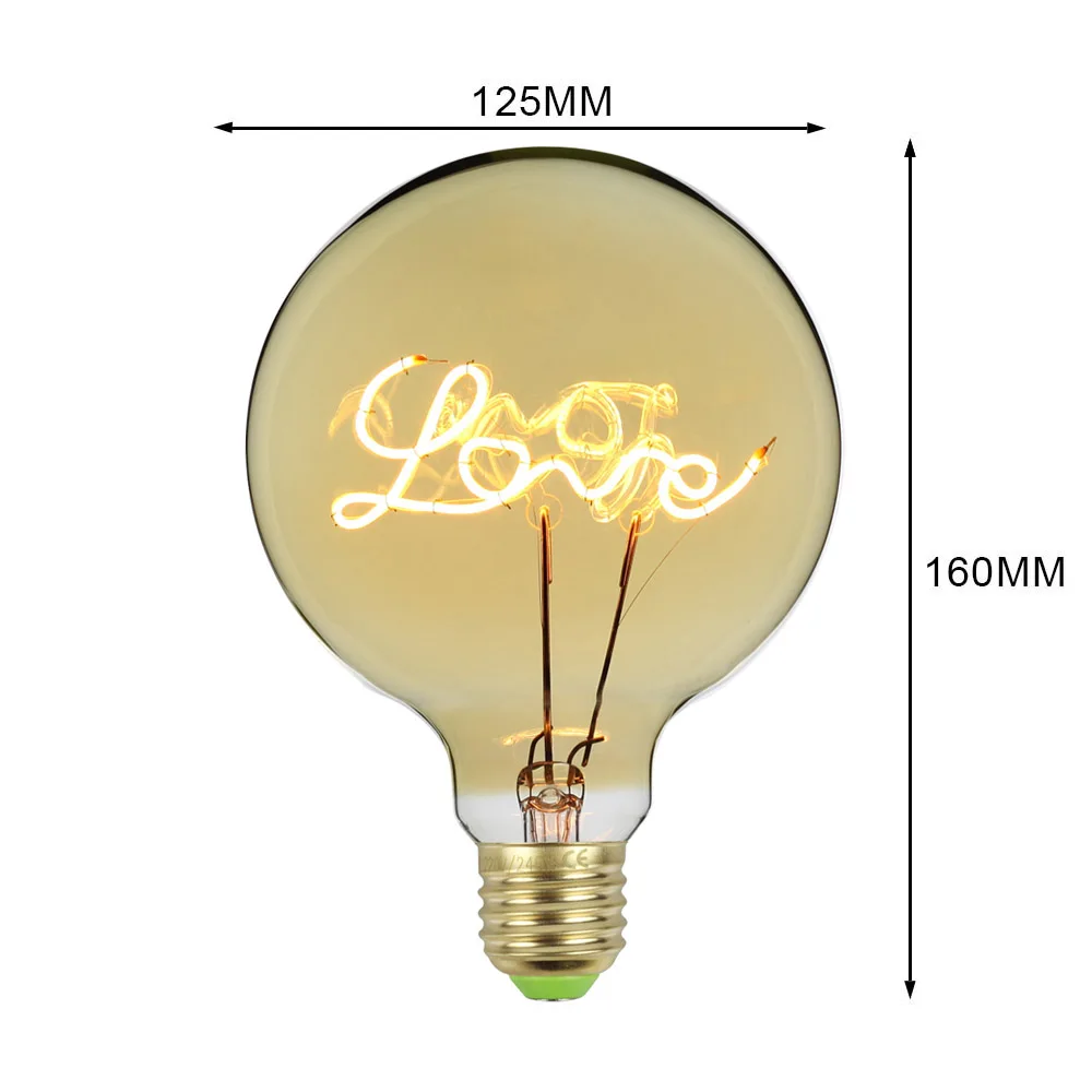 Vintagelll G125 Led светильник с надписью «LOVE& HOME», 4 Вт, 220 В, E27, декоративный светильник с регулируемой яркостью, настольная лампа