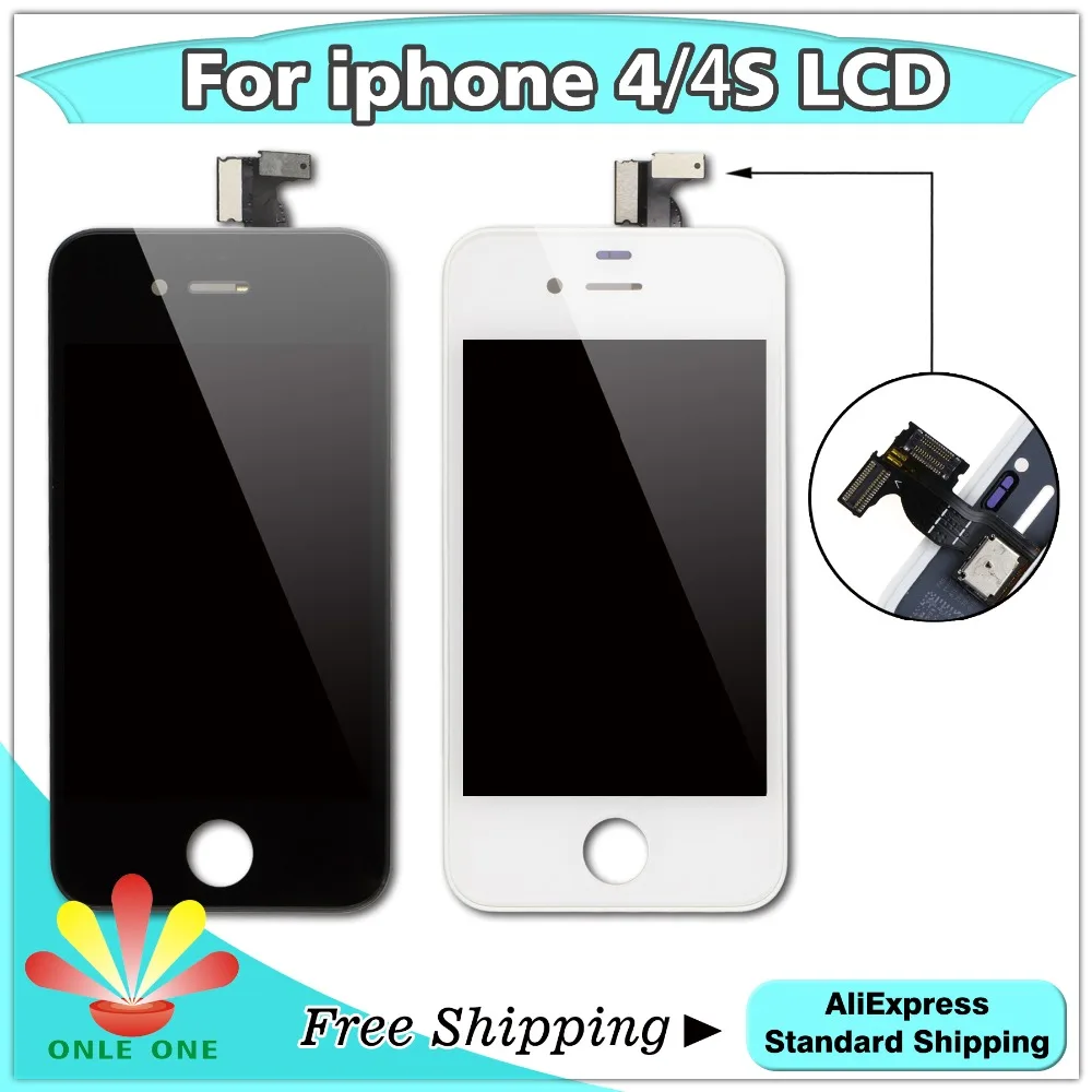 1 шт. Высокое качество сенсорный экран и ЖК дисплей для iphone 4 4G 4S дигитайзер черный