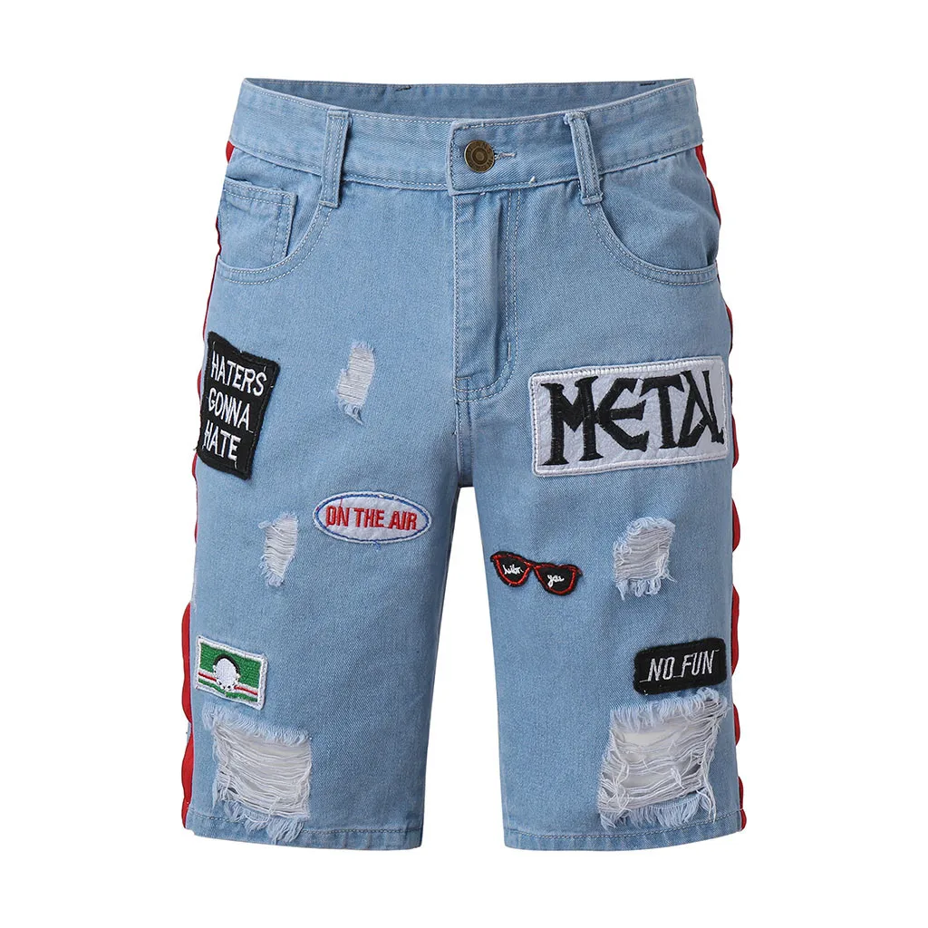 Мужские шорты бермуды летние джинсовые модные шаровары для скейтбординга