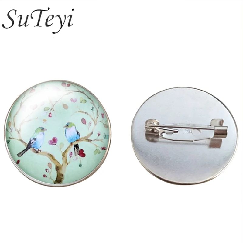 Прямая поставка винтажная бижутерия стеклянная кабошон брошь ворон булавки