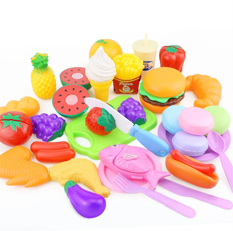 30PCS 7-30 шт детский супермаркет покупки продуктов тележки игрушечные тележки для девочек кухня игровой дом Моделирование фрукты ролевые детские игрушки - Цвет: 30PCS