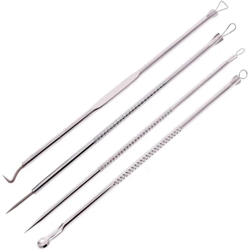 4 шт./компл. Нержавеющая сталь комедона прыщ Черноголовых Extractor Угри Remover иглы