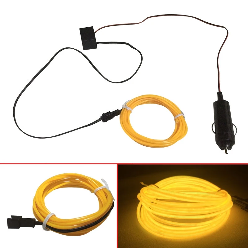 Гибкий неоновый светодиодный светильник 12V 3 м/5 м свечение EL провода трос лента