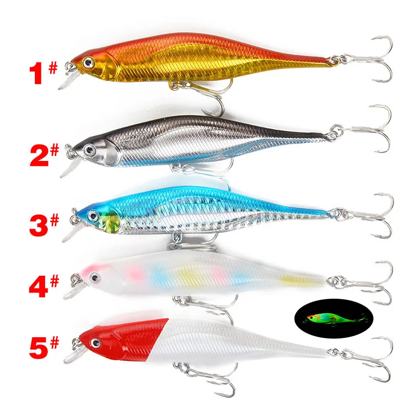 

1Piece 110mm 11g Isca Artificial Minnow Wobblers Crankbait With 2 Treble Hooks For Ocean Fishing Bait Lure Tackle Pesca